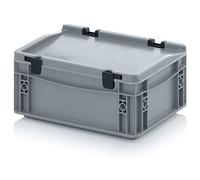 Auer Euro Bac + couvercle à charnière ED 32/12 HG Boîte de rangement empilable 30 x 20 x 13,5 cm Boîte industrielle