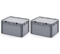 Auer Packaging 2x bacs Euro 60 x 40 x 33,5 avec Couvercle à Charnière Inclus Mètre Pliant Gratuit