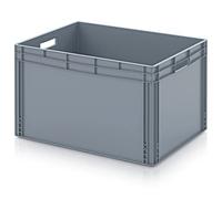 Auer Packaging Boîte de rangement en plastique avec mètre pliant 80 x 60 x 52 cm, Gris Argenté, Polypropylène (PP)