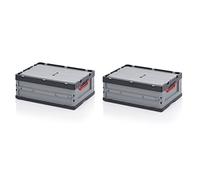Auer Packaging box pliables 2x Boîte Pliable 60 x 40 x 22 avec Couvercle Inclus Mètre Pliant Gratuit 2er Set