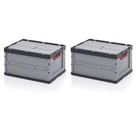 Auer Packaging Box Pliables Caisse Pliable 60 x 40 x 32 avec Couvercle Inclus Mètre Gratuit - Lot de 2