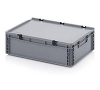 Auer Packaging Euro Bac Boîte de Rangement Empilable avec Couvercle à Charnière ED 64/17 HG 60 x 40 x 18,5 cm 35 l Gris Argenté Polypropylène