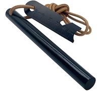 aufodara Pierre à Feu de Survie Big Size - 127x12,7 mm Allume feu Magnesium avec 1 mètre Cordon en Cuir et Grattoir Multi-Outils