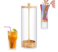 Aufquwk Distributeur de Pailles,Organisateur Transparent pour Pailles | Distributeur de Comptoir avec Couvercle pour Établissement Scolaire Salon Magasin Cuisine Café