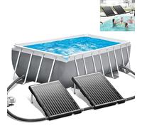 Aufun 2 ensembles de chauffage solaire pour piscine Capteur solaire 110x69x14 cm Chauffage solaire pour piscine 10000 L/h Réglable en hauteur 38 mm Raccordement eau chaude Chauffages solaires Tapis