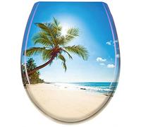 Aufun Abattant WC universel avec système d'abaissement automatique, qualité supérieure et fixation rapide, Toilette Antibactérien - Plage d'été
