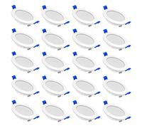 Aufun - Lot de 20 spots LED encastrables et plats - 230 V 5 W 450 lm IP21 - Pour salon, chambre à coucher, couloir - Blanc chaud 2700 - 3200 K