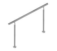 Aufun Main courante en acier inoxydable 150cm rampe d'escalier intérieur et extérieur avec 2 poteaux pour escalier, parapet, balcon (150cm, 0 croisillons)