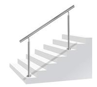 Aufun rampe d'escalier Garde-corps en acier inoxydable pour escaliers, intérieur et extérieur, balcon, parapet, argent, longueur : 150 cm, sans croisillons