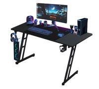 Aufun Table de Jeu Bureau Gaming Table Gaming, 120 x 60 cm, Crochet pour Casque et Porte-gobelet, Bureau d'ordinateur Stable, Bureau Debout pour Ordinateur(Type B sans LED)