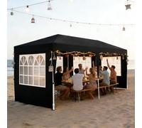 Aufun Tente de réception Pliable 3x6 m, Pliable et imperméable, Noire | Gazebo robuste avec panneaux latéraux, pour fêtes, festivals, mariages, réunions familiales et événements extérieurs