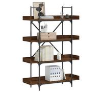 Augerlite Bibliothèque à 4 étages marron aspect chêne 100 x 33 x 145,5 cm en métal avec support mural pour salon, bureau, bibliothèque