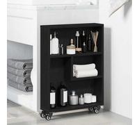 Augerlite Chariot de rangement étroit aspect chêne noir, 48 x 13 x 69 cm, matériau en bois, 3 étagères, pour livres, dossiers et ordre dans le salon, le bureau, le bureau ou le couloir