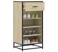 Augerlite Étagère à chaussures en chêne Sonoma en bois et métal 48 x 38 x 97,5 cm avec design en grille, espace de rangement pour couloir, entrée, chambre à coucher et cave, charge maximale de 60 kg