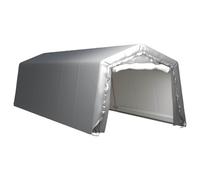 Augerlite Tente de rangement 300 x 900 cm en polyéthylène et acier galvanisé gris, abri de jardin résistant aux intempéries pour extérieur, abri à outils, tondeuses à gazon, vélo, poubelle et espace