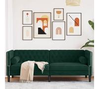 Augerqir Canapé Chesterfield 3 places en velours vert foncé avec traverses de nuque, ensemble de canapé rembourré pour salon, assise confortable, cadre en bois massif stable, aspect fauteuil club