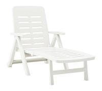Augerqir Chaise longue pliante blanche en plastique, résistante aux intempéries et pliable, dossier réglable, 72 x 189 x 96 cm, pour terrasse, jardin, balcon, piscine, camping et utilisation en
