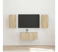 Augerqir Ensemble de meubles TV muraux 6 pièces en chêne Sonoma avec espace de rangement et étagère - Meuble de salon moderne pour jeux et home cinéma - Buffet - Étagère basse peu encombrante