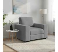 Augerqir Fauteuil rembourré en tissu gris clair 100 x 77 x 82 cm avec larges accoudoirs et cadre en bois et métal solide pour salon, chambre d'amis, bureau, confort d'assise relaxant