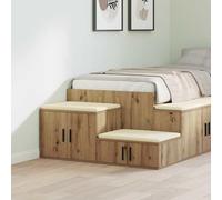 Augerqir Lot de 2 armoires de rangement en chêne Artisan, 127 x 41 x 40 cm, avec portes et étagères, meuble de rangement pour salon, chambre à coucher, couloir, peu encombrant, robuste