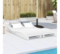 Augerqir Lot de 2 chaises longues blanches en bois massif de pin 205 x 60 x 31,5 cm, chaise longue de jardin ergonomique pour terrasse, balcon, piscine et détente en plein air, design robuste à lattes
