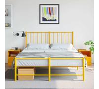 Augerqir Lot de 2 tables de chevet jaune moutarde en acier laminé à froid - 34,5 x 39 x 44 cm - Avec tiroir et poignée en métal - Rangement pratique pour chambre à coucher, salon et chambre d'enfant