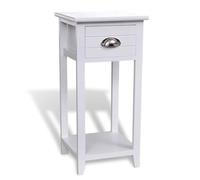 Augerqir Table de chevet avec 1 tiroir blanche en bois de paulownia et contreplaqué, 30 x 30 x 63 cm, table d'appoint et table de chevet avec espace de rangement, console de chevet étroite pour