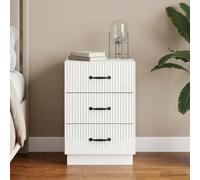 Augerqir Table de chevet blanche brillante 43 x 41 x 63,5 cm en bois avec 3 tiroirs, espace de rangement pour chambre à coucher, table d'appoint design vintage, commode étroite pour salon et chambre