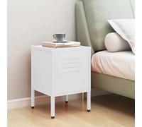 Augerqir Table de chevet blanche en acier 35 x 35 x 51 cm avec serrure et étagère réglable, table d'appoint pour chambre à coucher et salon, table de chevet étroite avec espace de rangement et