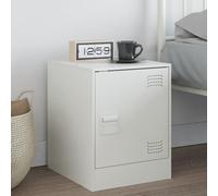 Augerqir Table de chevet blanche en acier laminé à froid 34,5 x 39 x 44 cm avec espace de rangement et poignée en métal pour chambre à coucher, salon, chambre d'enfant, table d'appoint étroite avec