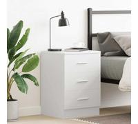 Augerqir Table de chevet blanche en bois 38 x 35 x 56 cm avec 3 tiroirs, table d'appoint étroite pour chambre à coucher, salon, chambre d'enfant, espace de rangement et étagère, design moderne