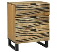 Augerqir Table de chevet en bois naturel 50 x 33 x 62 cm avec 3 tiroirs de rangement Table d'appoint pour chambre à coucher Commode étroite vintage industrielle peu encombrante