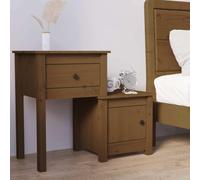 Augerqir Table de chevet marron miel en pin massif 79,5 x 38 x 65,5 cm avec tiroir et espace de rangement, montage flexible pour chambre à coucher, salon, chambre d'enfant, étagère pratique et