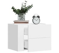 Augerqir Table de chevet murale blanche 45 x 30 x 35 cm en bois avec tiroir à suspendre Table de chevet étroite pour chambre à coucher, salon, chambre d'enfant, étagère pratique et espace de rangement