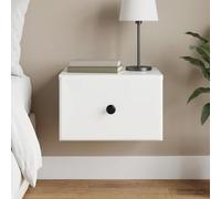 Augerqir Table de chevet murale blanche brillante avec tiroir et étagère 34,5 x 33 x 20 cm Table de chevet étroite pour chambre à coucher, salon, chambre d'enfant