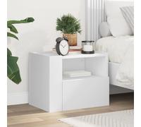 Augerqir Table de chevet murale blanche en bois 45 x 30 x 35 cm avec tiroir et espace de rangement à suspendre pour chambre à coucher, salon, chambre d'enfant, table d'appoint étroite avec étagère