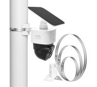 Augstci Support sans perçage pour caméra de sécurité Eufy Security SoloCam S340/SoloCam E30/E42, panneau solaire, sangle réglable en acier inoxydable pour panneau solaire