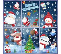 AUGSUN Stickers Noël Fenêtre, 200 Pcs Autocollants Décoration DIY, 9 Feuilles Électrostatiques Réutilisables