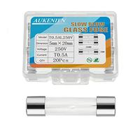 AUKENIEN 0,5A 0,5 Ampère 250V Fusible Verre à action Lente Temporisé Tube 5x20MM T0.5A Fusibles en Verre pour Électroménager