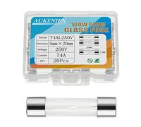 AUKENIEN 4A 4 Ampère 250V Fusible Verre à action Lente Temporisé Tube 5x20MM T4A Fusibles en Verre pour Électroménager