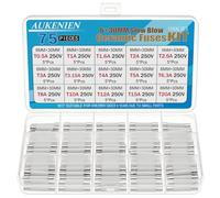 AUKENIEN 6X30MM Fusible Ceramique Fusion Lente Kit 15 Valeurs 0,5A 1A 1,6A 2A 2,5A 3A 3,15A 4A 5A 6,3A 8A 10A 12A 15A 20A 250V 75 Pièces 6X30 MM 250 Volts Fusibles à Tube en Céramique Temporisé