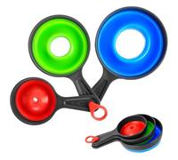 Auktransceler Set de 3 Entonnoirs de Cuisine Pliables - Bouche large et bouche étroite - Plastique Alimentaire Sans BPA pour Liquides, Poudres, Huile, Confiture - Étancher, Durable, Gain de Place.