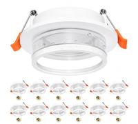 Aulaiyi Lot de 12 Cadres Encastrables GU10, IP44, Spot Encastrable Blanc Ultra-Fin, Anti-Éblouissement, Perçage 72-80mm Réglable, Salle de Bain Cuisine, Douille GU10, Anti-Jaunissement, Sans Ampoule