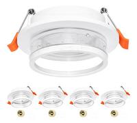 Aulaiyi Lot de 4 Cadres Encastrables GU10, IP44, Spot Encastrable Blanc Ultra-Fin, Anti-Éblouissement, Perçage 72-80mm Réglable, Salle de Bain Cuisine, Douille GU10, Anti-Jaunissement, Sans Ampoule