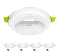 Aulaiyi Lot de 4 Spot Encastrable GU10 2-en-1, Cadre de Spot Encastrable Aluminium Blanc avec Douille GU10, Design Anti-éblouissement Effet Cratère, Trou de Perçage Ø65-85mm, pour Salon Salle de Bain