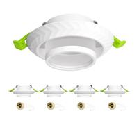 Aulaiyi Lot de 4 Spots Encastrables GU10, Cadre Encastrable Alu Blanc, avec Douille GU10, Design Anti-Éblouissement, Perçage Réglable 60-75mm, Salon Cuisine, Rénovation & Neuf, Sans Ampoule