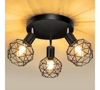 Aulaiyi Plafonnier Spots, 3 Spots de Plafond Led Intérieurs Base E14, Spots de Plafond 40W, Rampe Spot Applique, Pivotant LED Plafonnier pour Cuisine Chambre Salon, Noir (sans Ampoule)