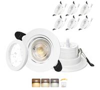Aulaiyi Spot LED Encastrable 230V Dimmable IP65, 6W Spot LED Encastrable Extra Plat Trou 58-75mm, Spots de Plafond Blanc Chaud/Neutre/Froid Spots Etanche Salle de Bain, Blanc Lot de 6