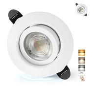 Aulaiyi Spot LED Encastrable Dimmable 220V 5.5W IP44 45° Orientable | Spots LED Encastrable Extra Plat 68mm, Blanc Chaud/Neutre/Froid Spots de Plafond pour Salle de Bain, Blanc Lot de 1