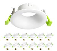 Aulaiyi Support Spot Encastrable GU10, Cadre Spot LED Encastrable Deep Design avec Douille GU10, Sans Ampoule, Blanc Mat, Spot Plafond Rond pour Salle de Bain & Cuisine, Trou 70-80 mm, Lot de 12